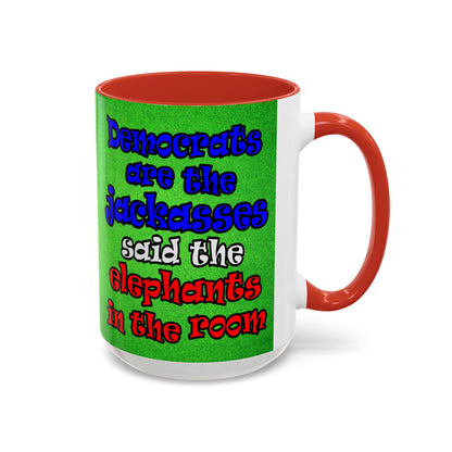 donkeys and elephants - Accent Mug (green turf)