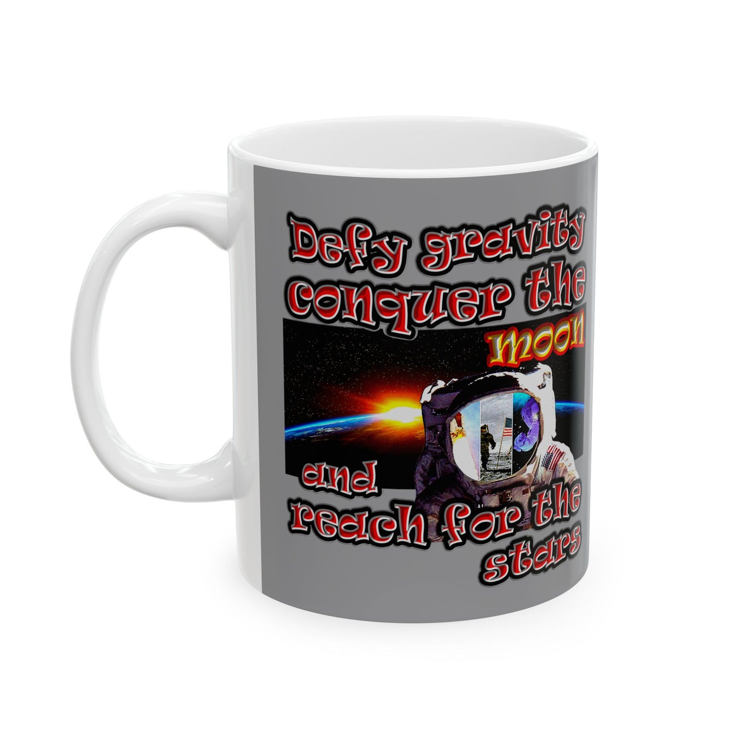 defy conquer reach - White Mug (grey)