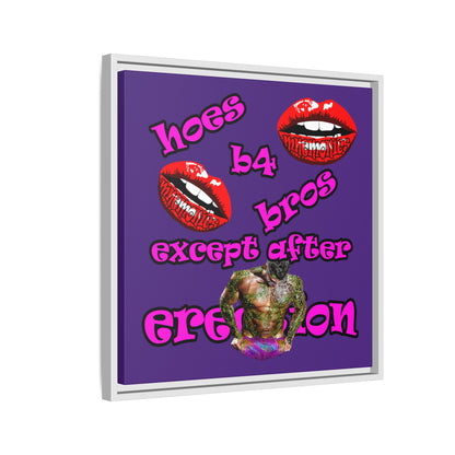 hoes b4 bros - framed canvas art (purple)