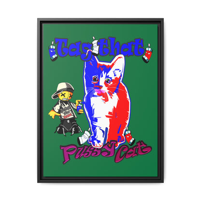 tag that - framed canvas art (dark green)