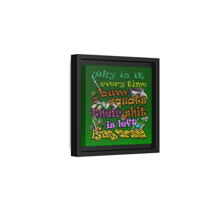 the bum's shit - framed canvas art (logo green)