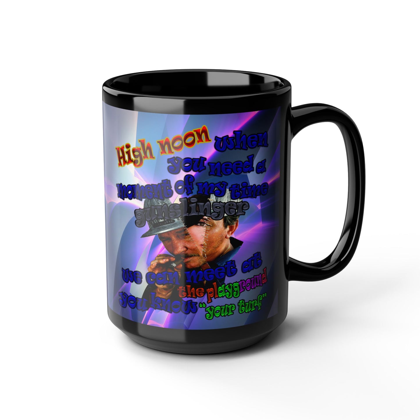 high noon - Black Mug (grey-pink wave)