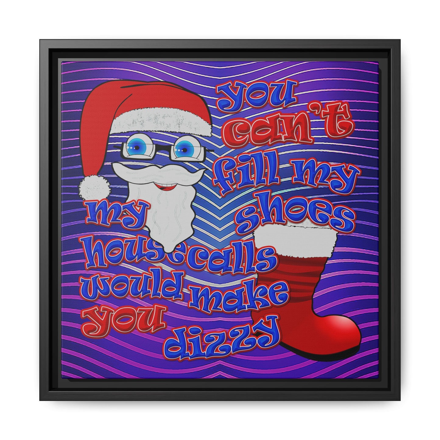 santa's shoes - framed canvas art (purple wave)