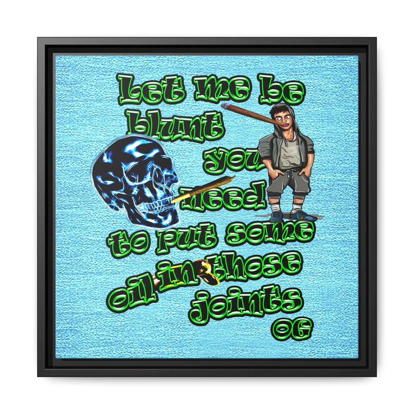 og - framed canvas art (faded blue)