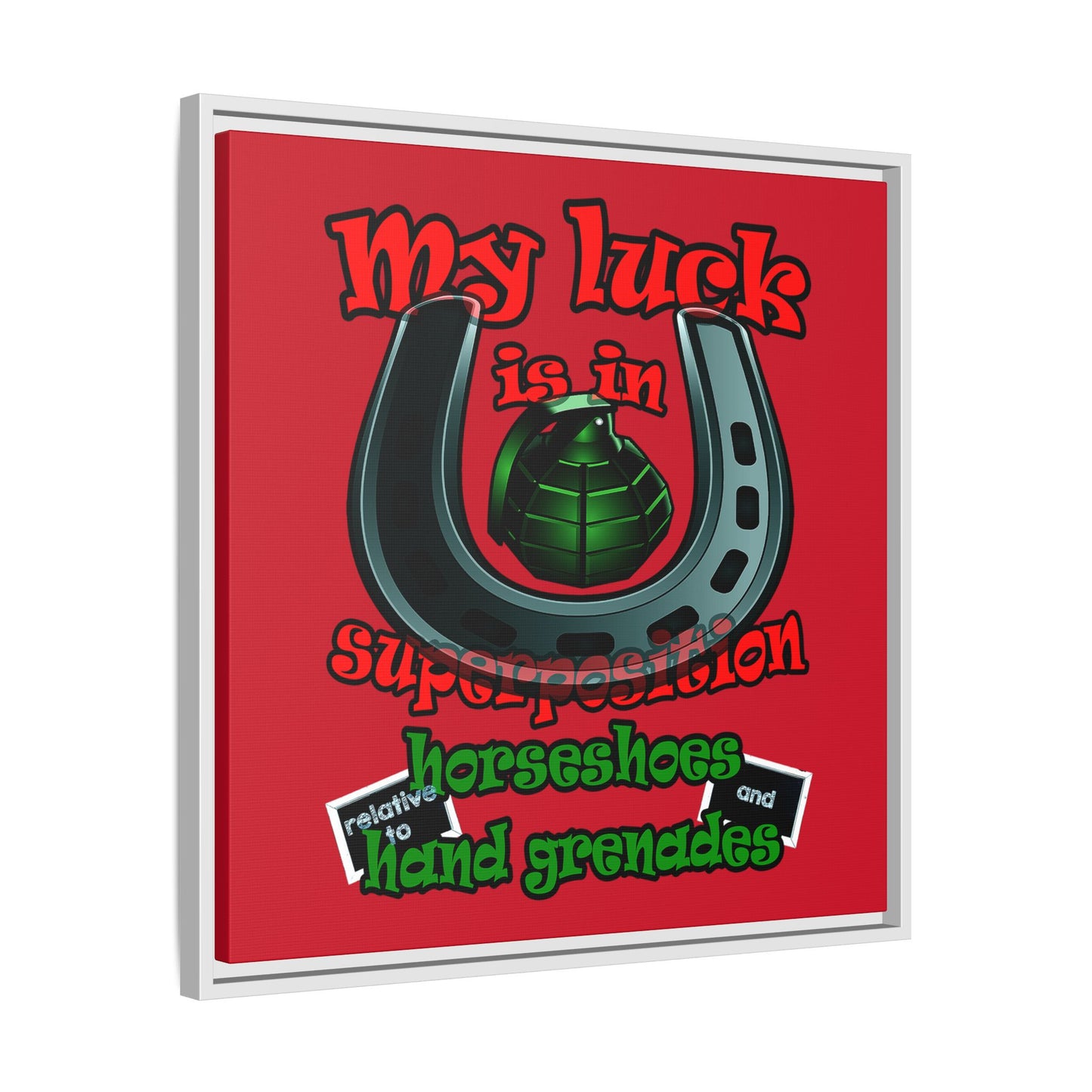 my luck - framed canvas art (dark red)