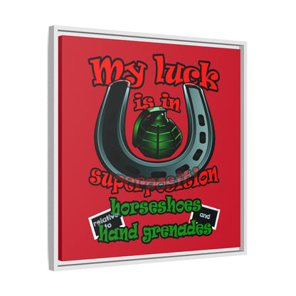 my luck - framed canvas art (dark red)