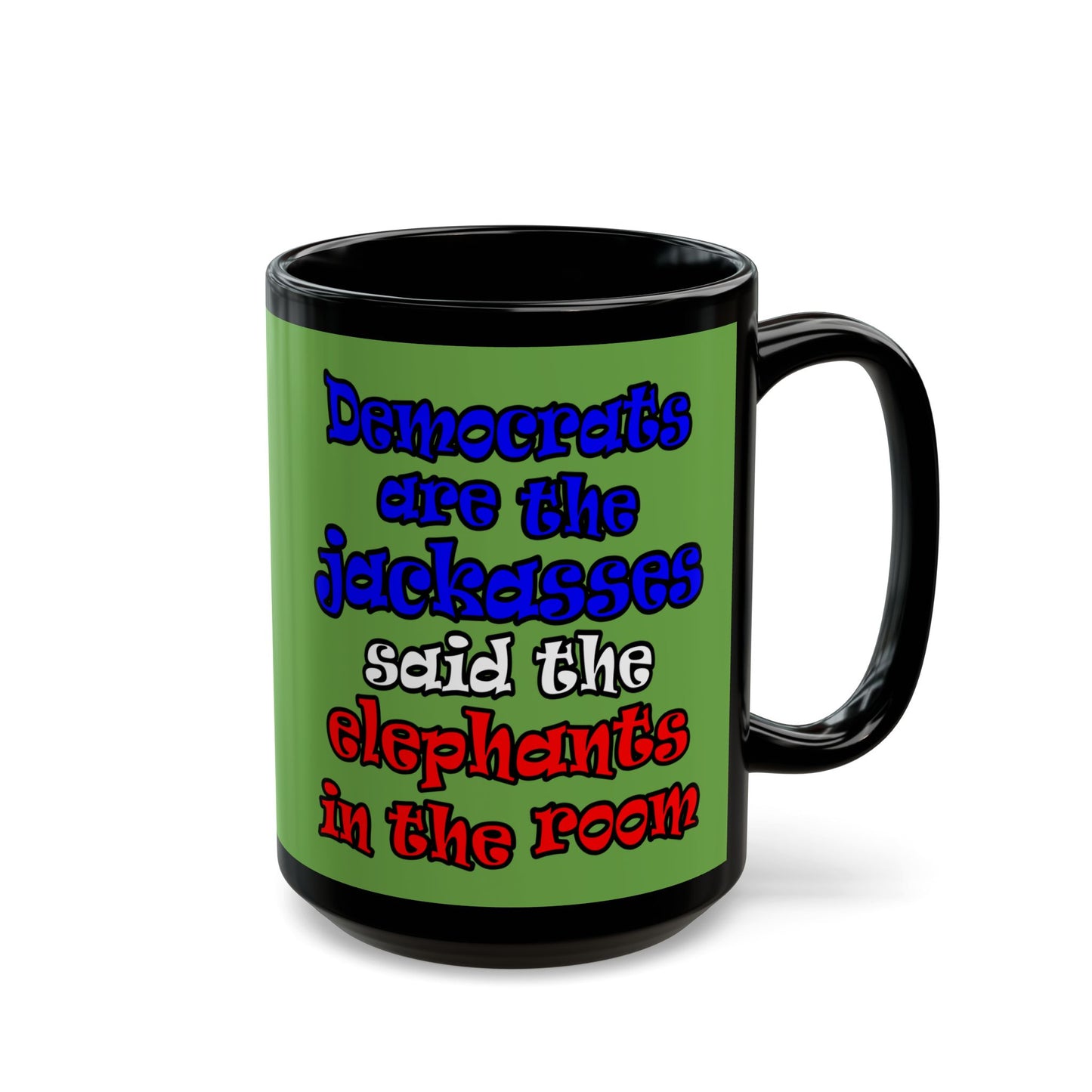 donkeys and elephants - Black Mug (green)