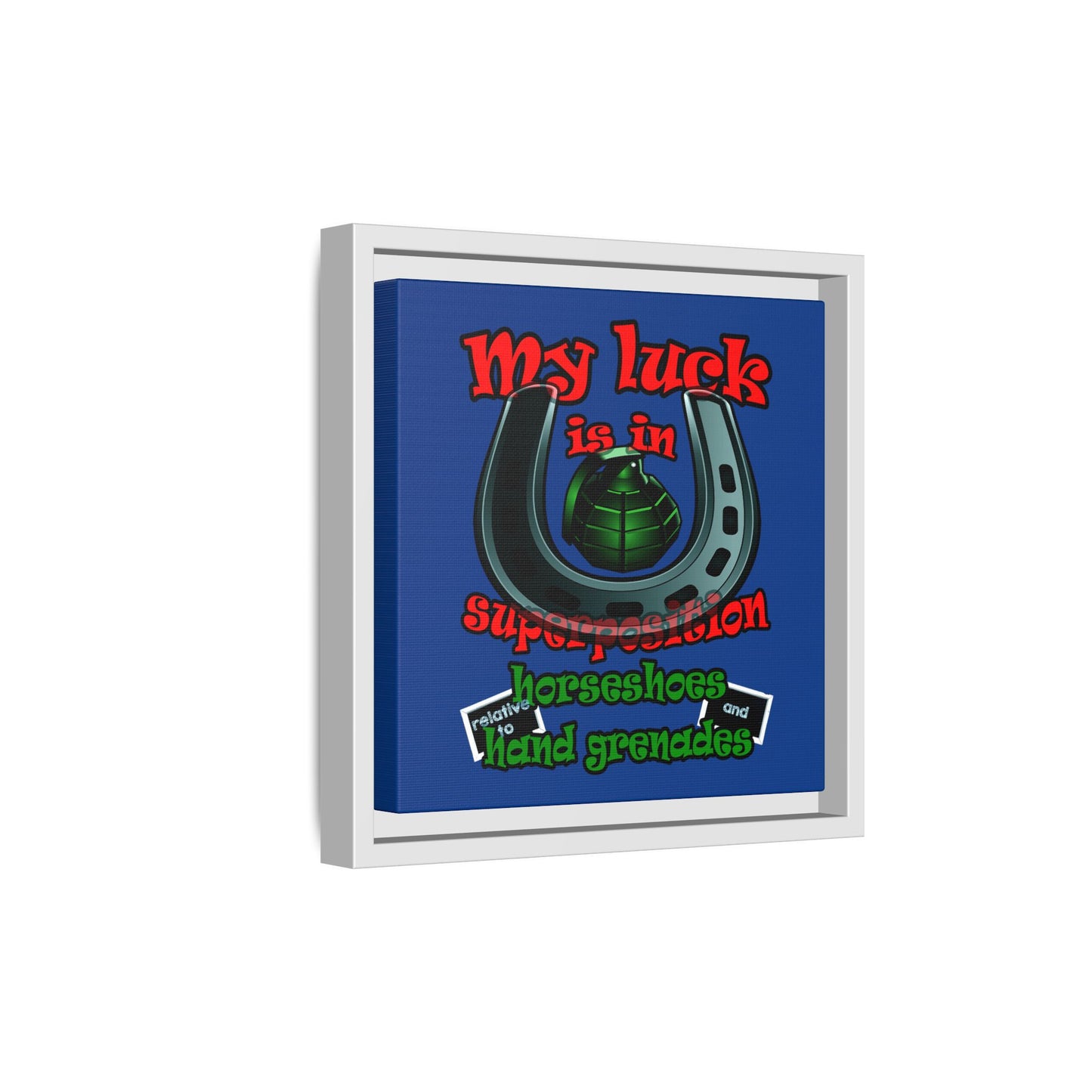 my luck - framed canvas art (dark blue)