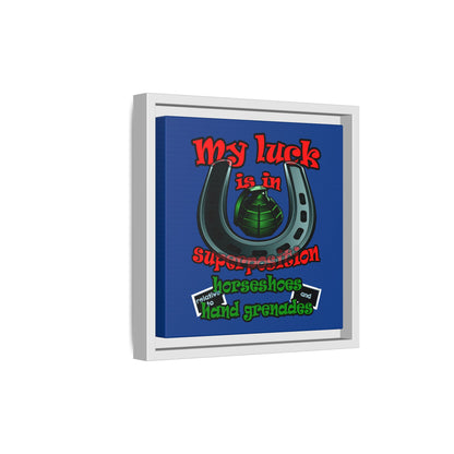 my luck - framed canvas art (dark blue)