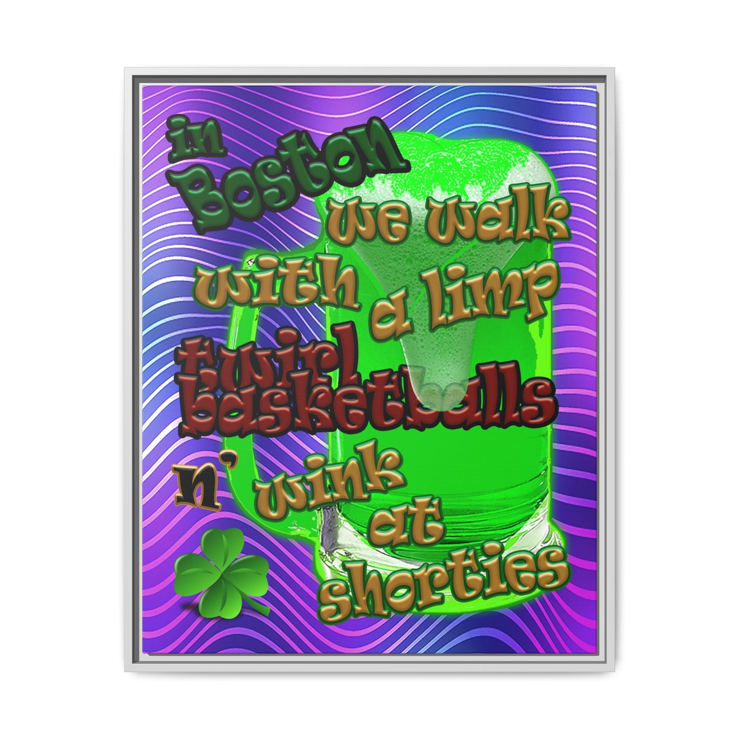 celtics logo - framed canvas art (purple wave)
