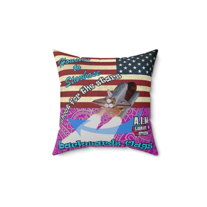 shoot for the stars - Spun Polyester Square Pillow - (pink swirl)