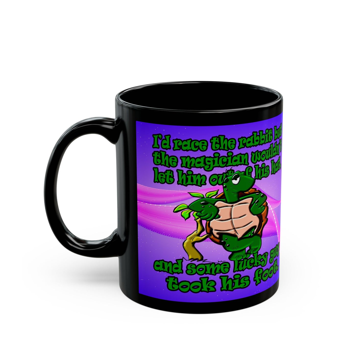 turtle race - Black Mug (purple-pink wave)