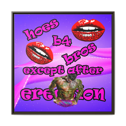 hoes b4 bros - framed canvas art (purple-pink wave)