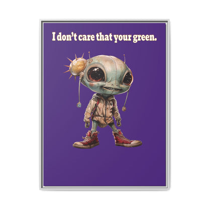 I don't care that your green - framed canvas art (purple)