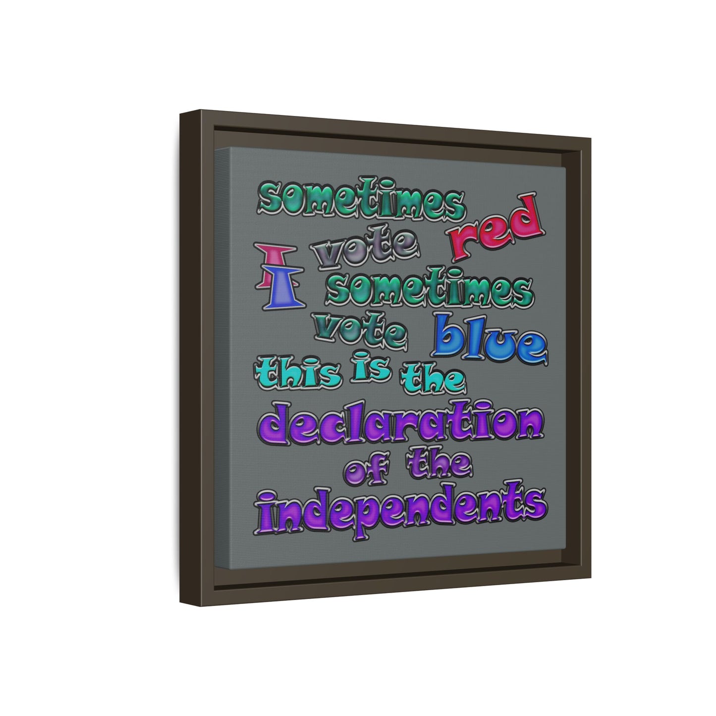 declaration of the independents - framed canvas art (dark grey)