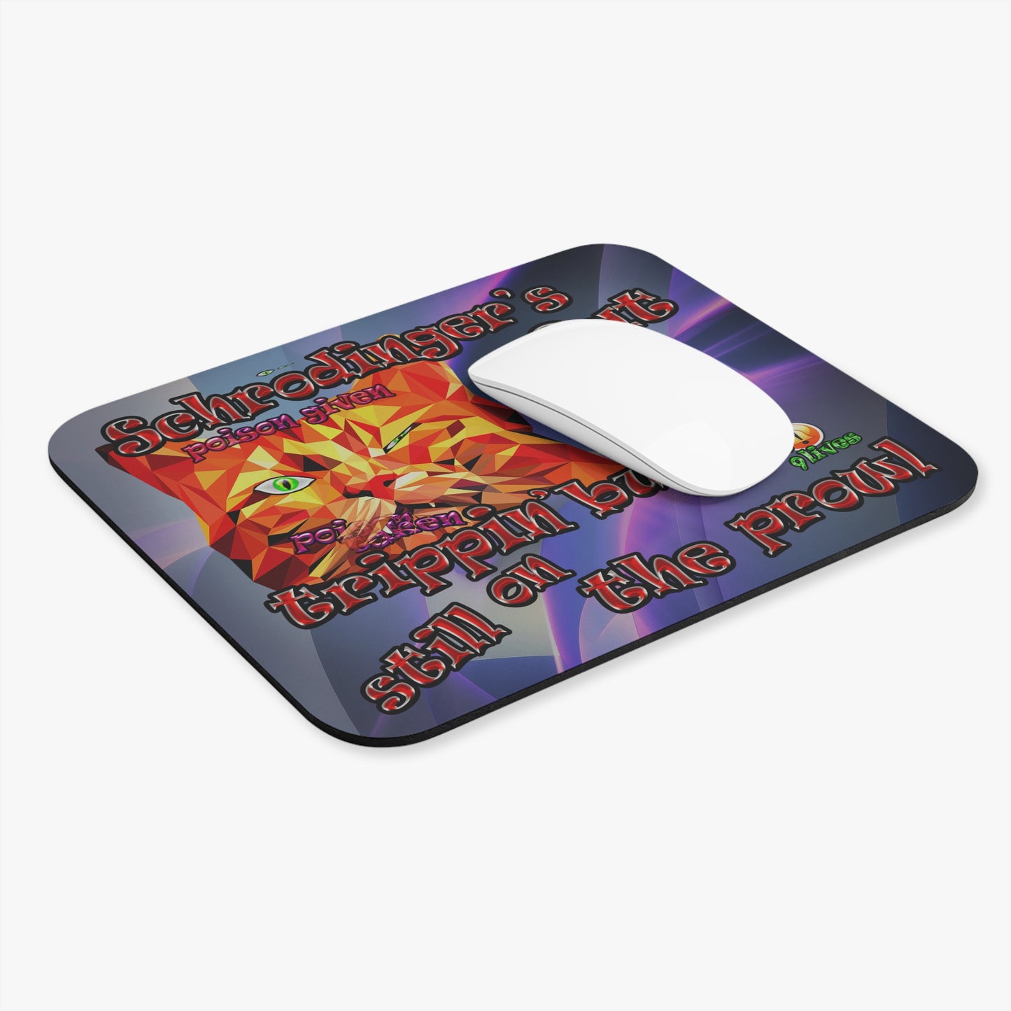 schrodinger's cat - Mouse Pad (Rectangle) (grey-pink wave)