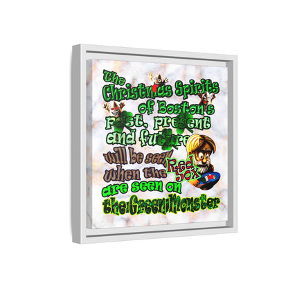christmas spirits of boston - framed canvas art (white marble)