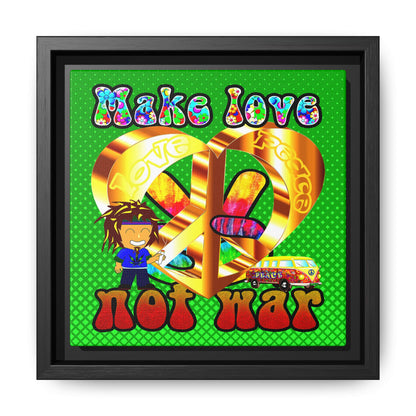 love peace - framed canvas art (logo green)