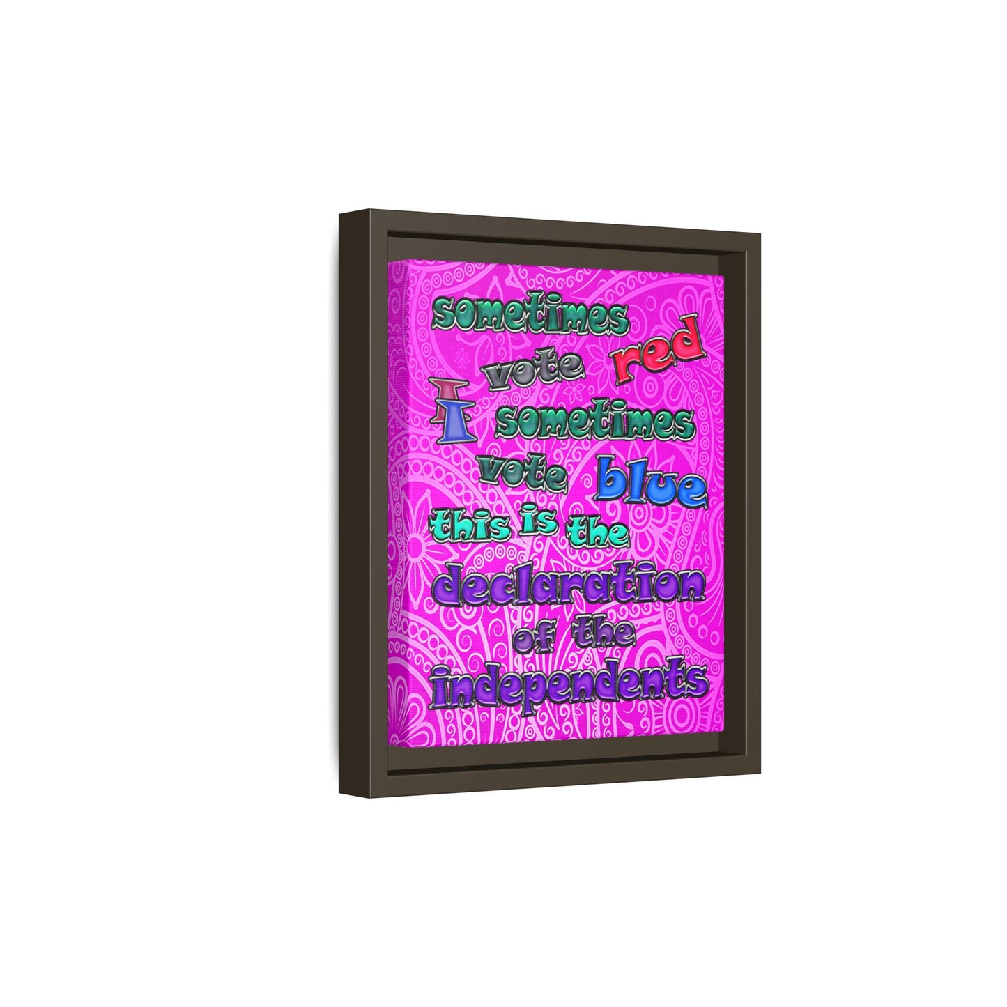 declaration of the independents - framed canvas art (pink swirl)