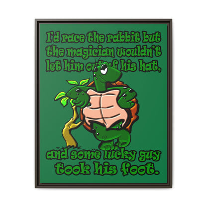 turtle race - framed canvas art (dark green)