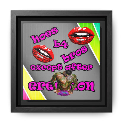 hoes b4 bros - framed canvas art (rainbow split)