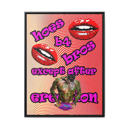hoes b4 bros - framed canvas art (yellow-orange wave)