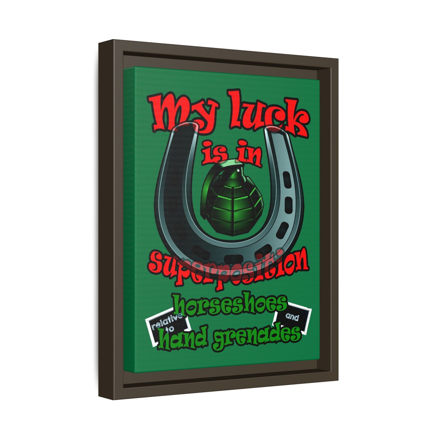 my luck - framed canvas art (dark green)
