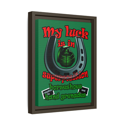 my luck - framed canvas art (dark green)