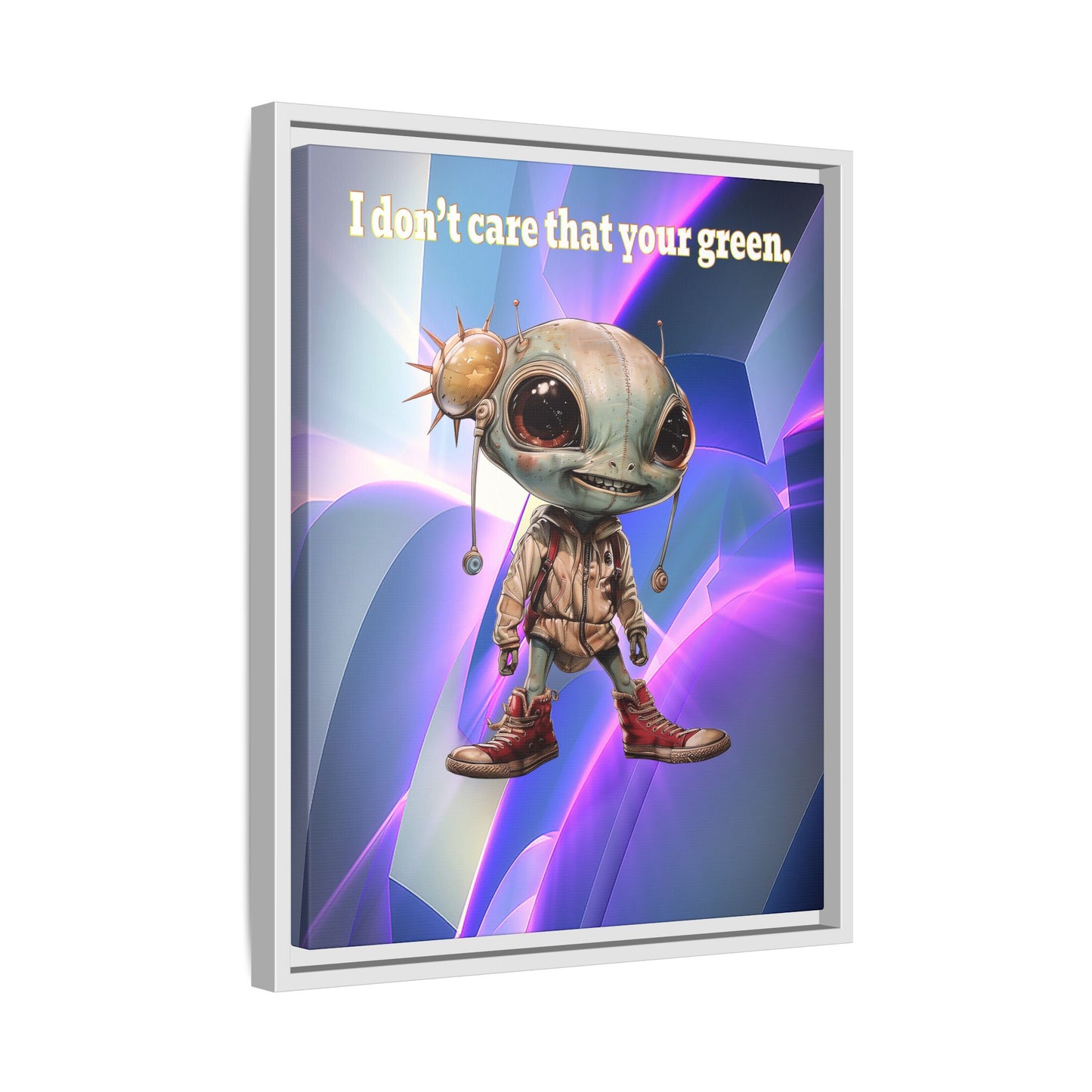I don't care that your green - framed canvas art (grey-pink wave)