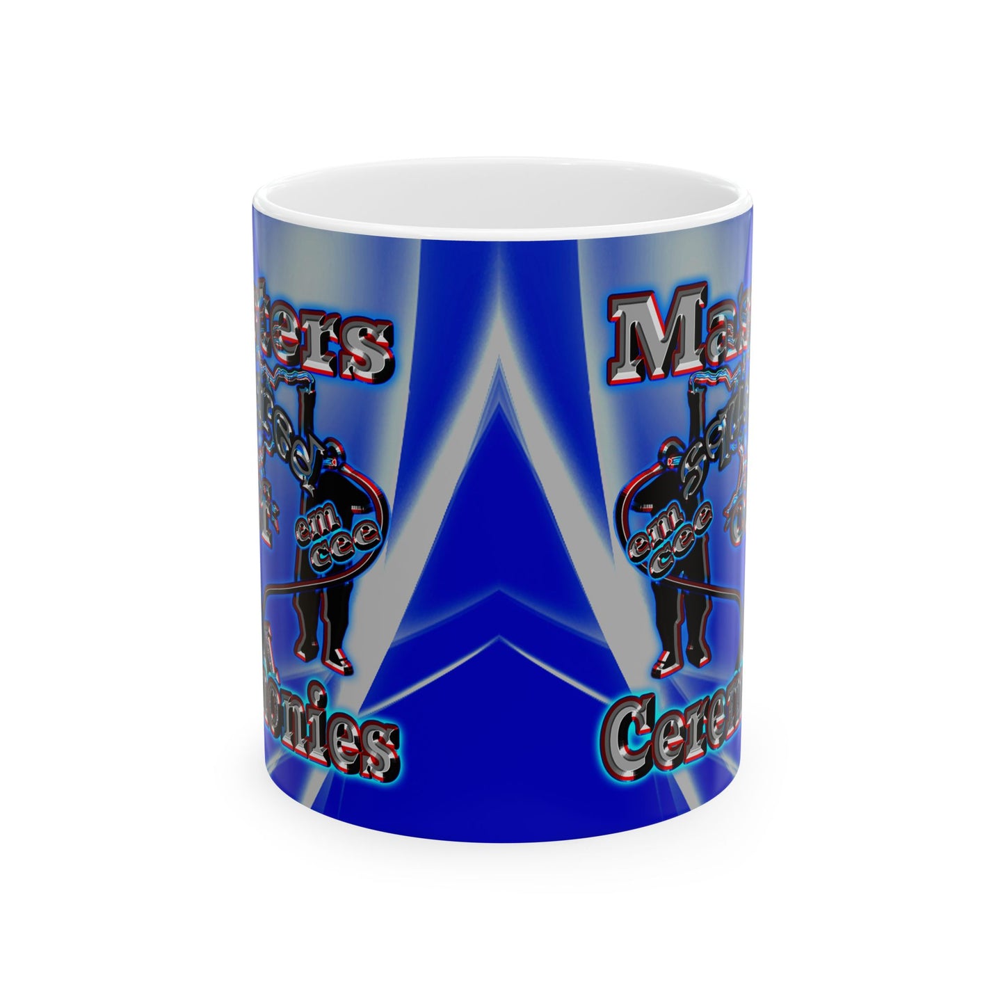 em cee squared - White Mug (blue-white wave)