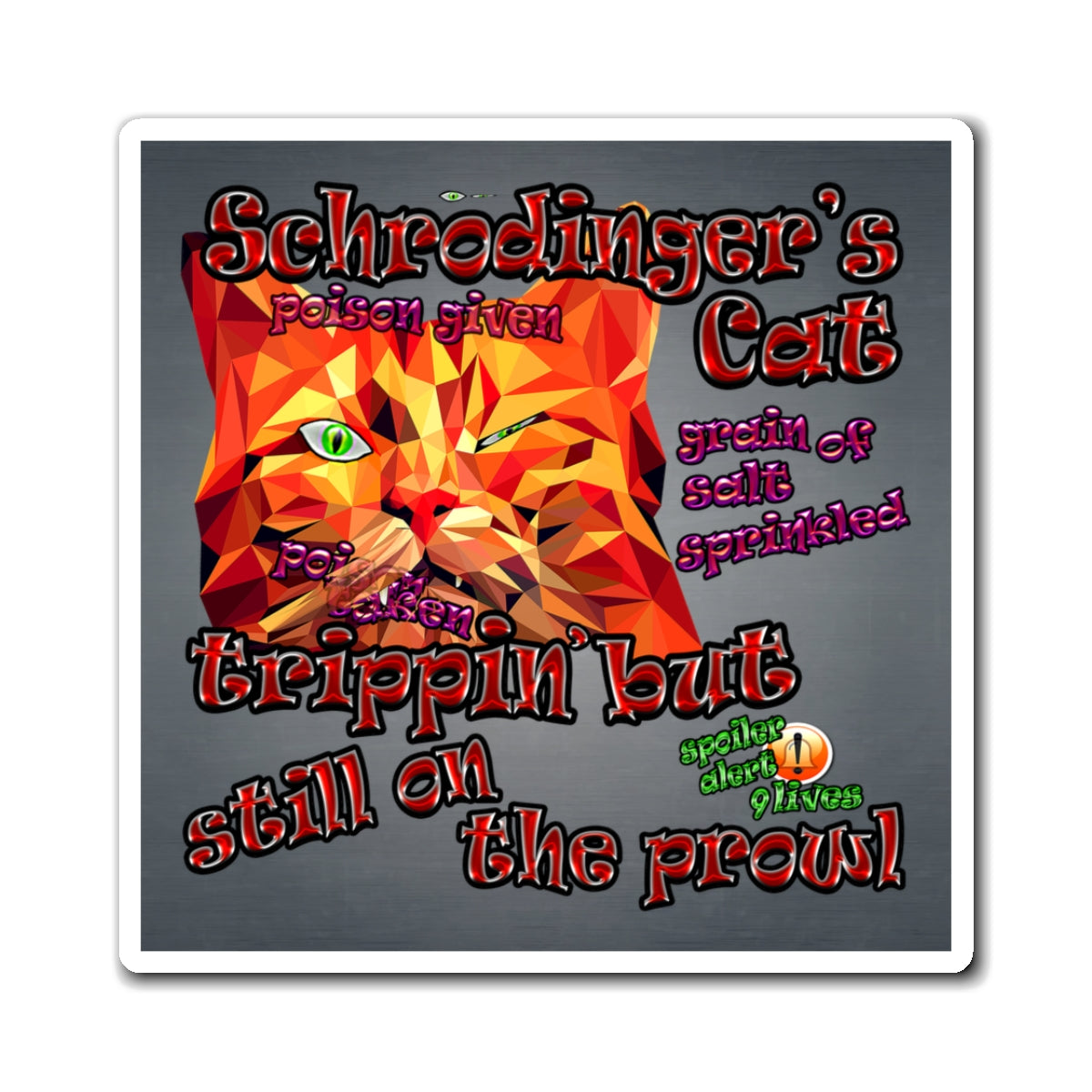 schrodinger's cat - Magnets - (grey-light grey)
