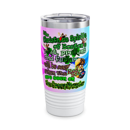 christmas spirits of boston - Ringneck Tumbler, 20oz (light blue-pink wave)