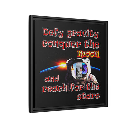 defy conquer reach - framed canvas art (black)