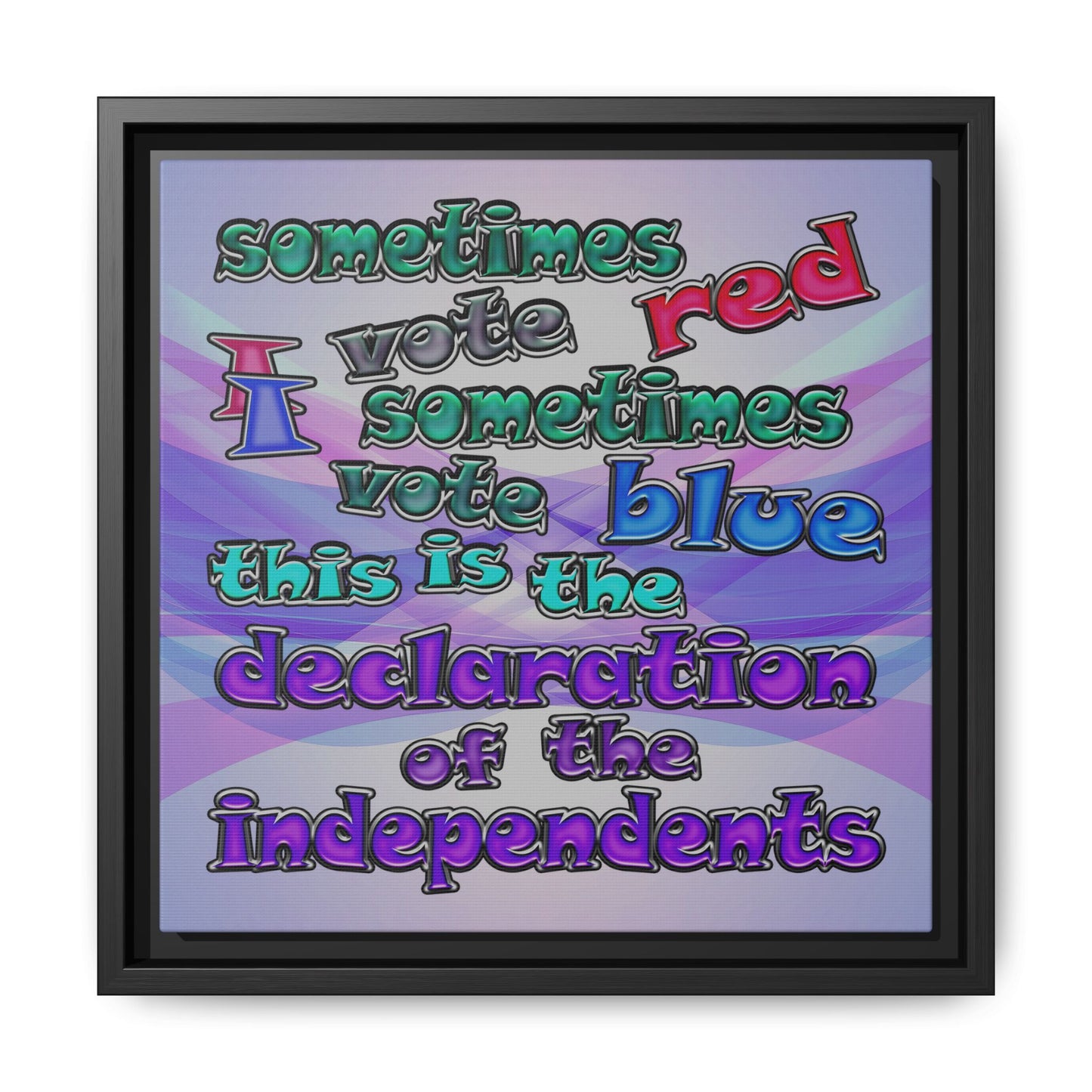 declaration of the independents - framed canvas art (light blue-pink wave)