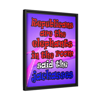 donkeys and elephants - framed canvas art (purple-pink wave)