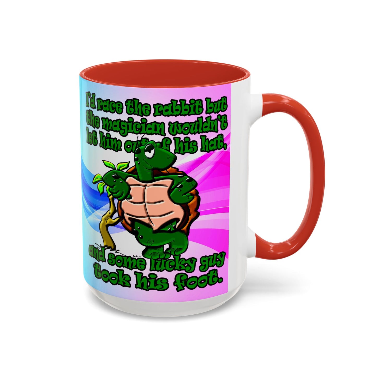 turtle race - Accent Mug (light blue-pink wave)