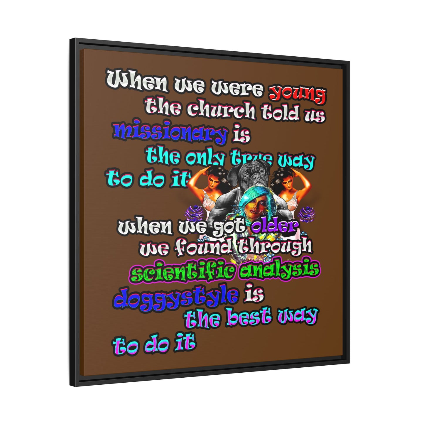doggystyle - framed canvas art (brown)