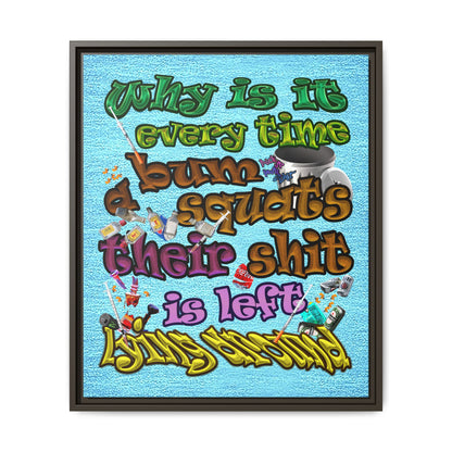 the bum's shit - framed canvas art (faded blue)