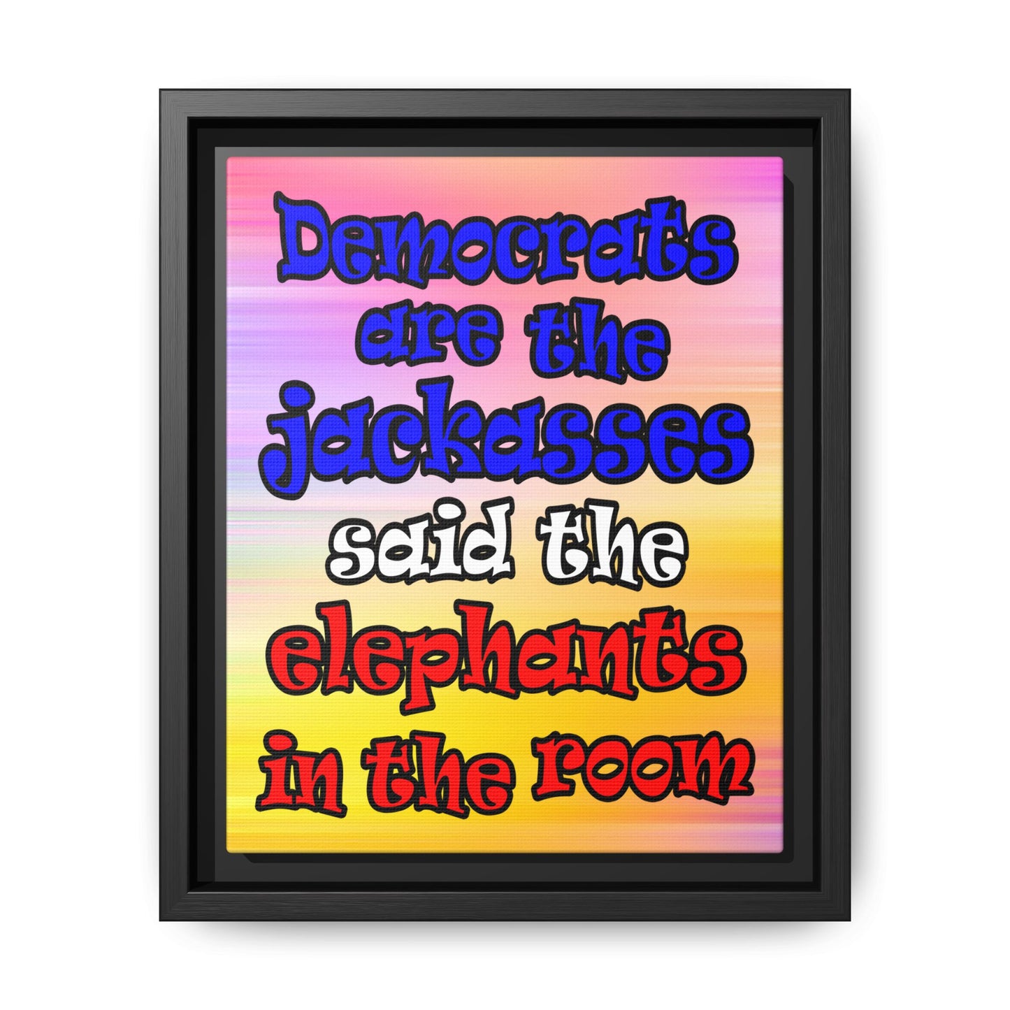 donkeys and elephants - framed canvas art (color blur)
