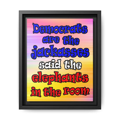 donkeys and elephants - framed canvas art (color blur)