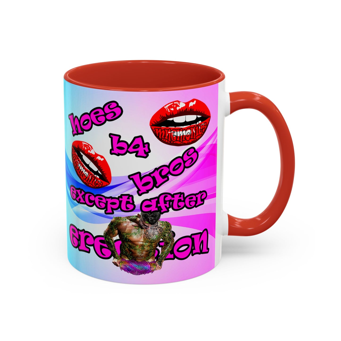 hoes b4 bros - Accent Mug (light blue-pink wave)