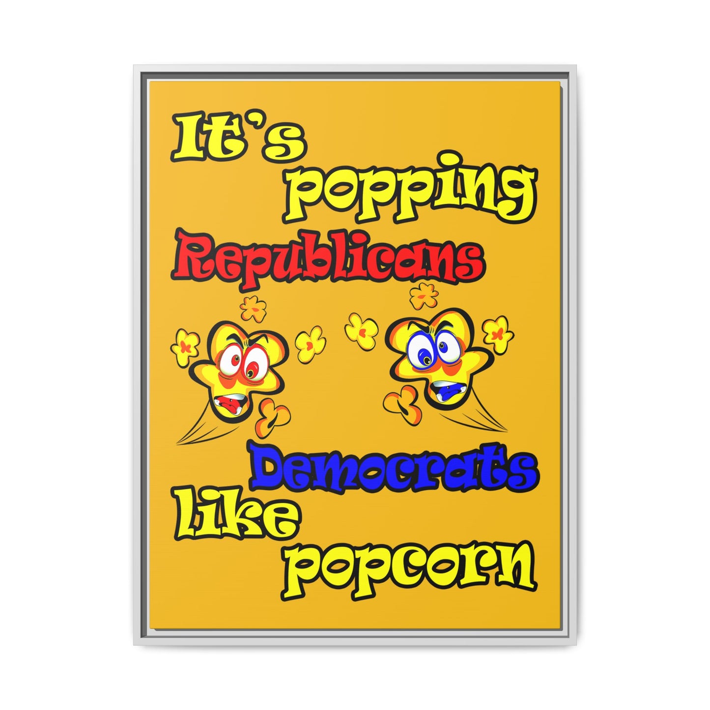 popping like popcorn - framed canvas art (yellow)
