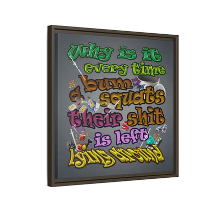 the bum's shit - framed canvas art (grey-light grey)