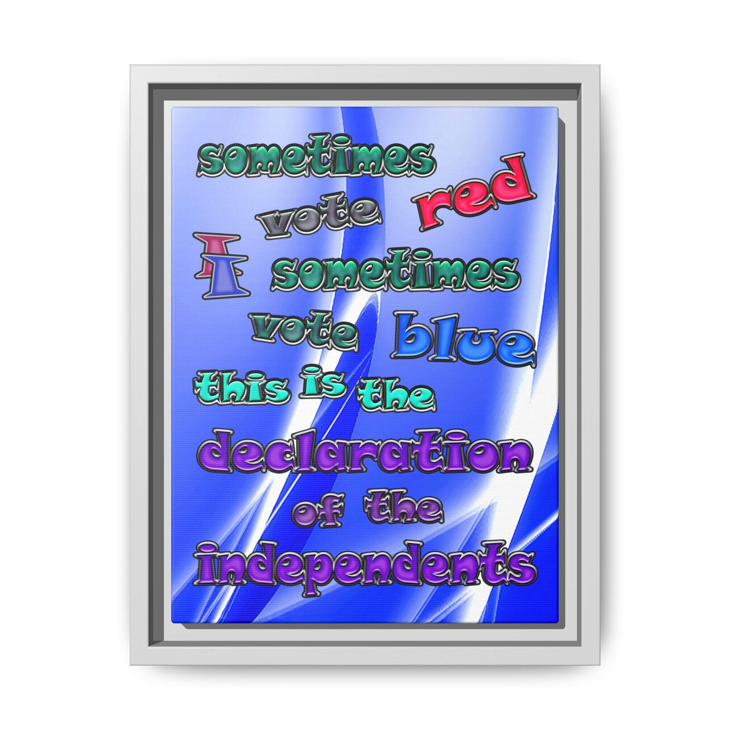 declaration of the independents - framed canvas art (blue-white wave)