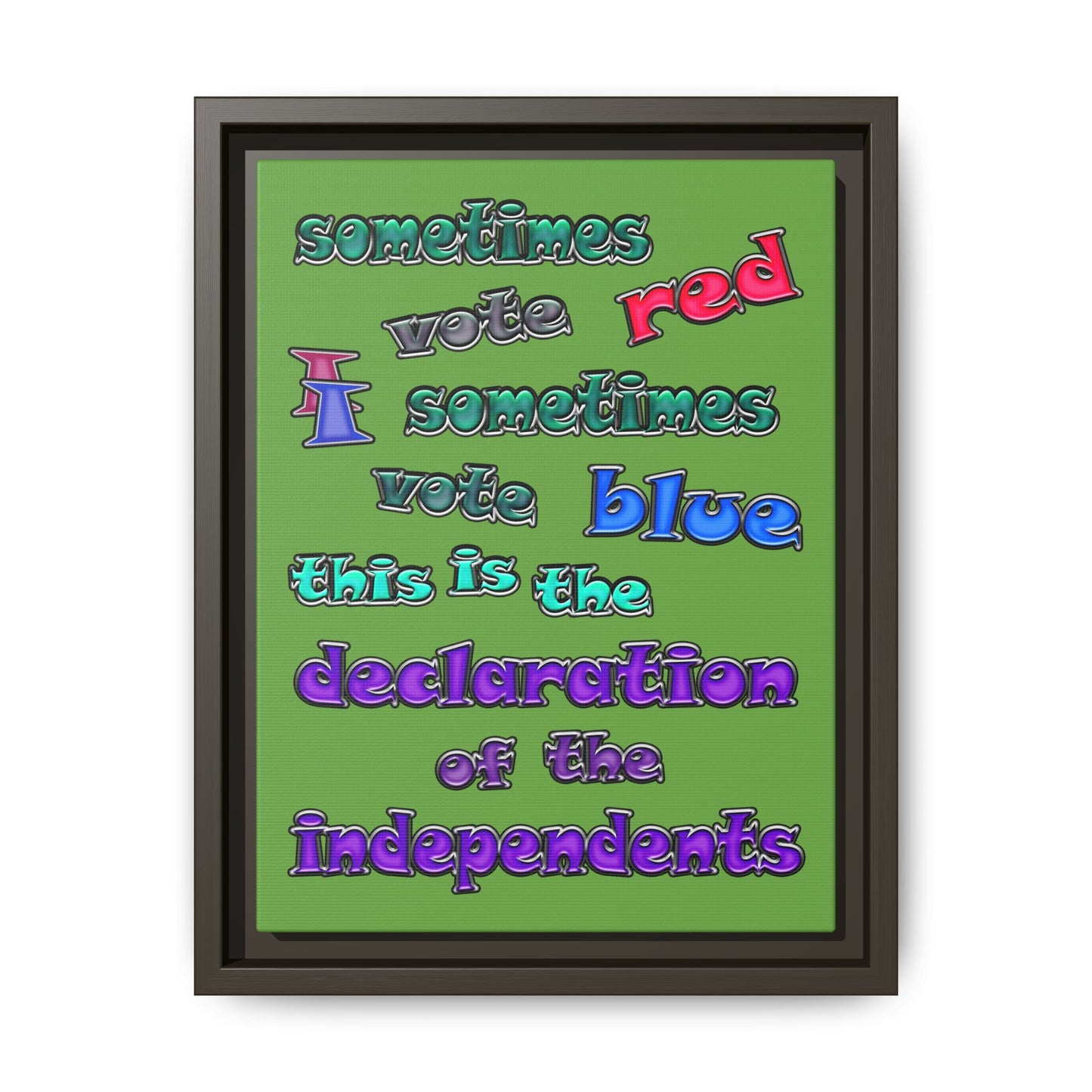 declaration of the independents - framed canvas art (green)
