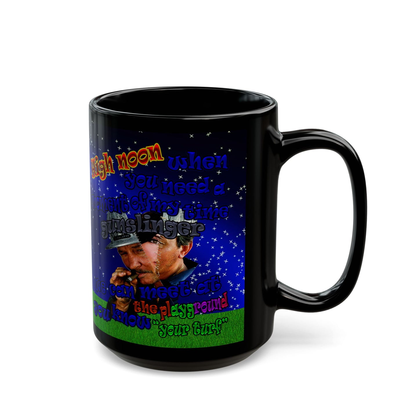 high noon - Black Mug ('snoops' background)