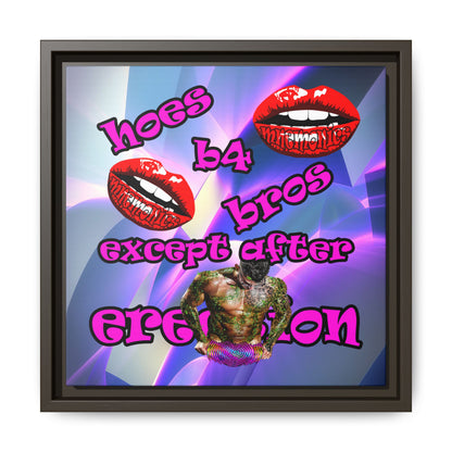 hoes b4 bros - framed canvas art (grey-pink wave)