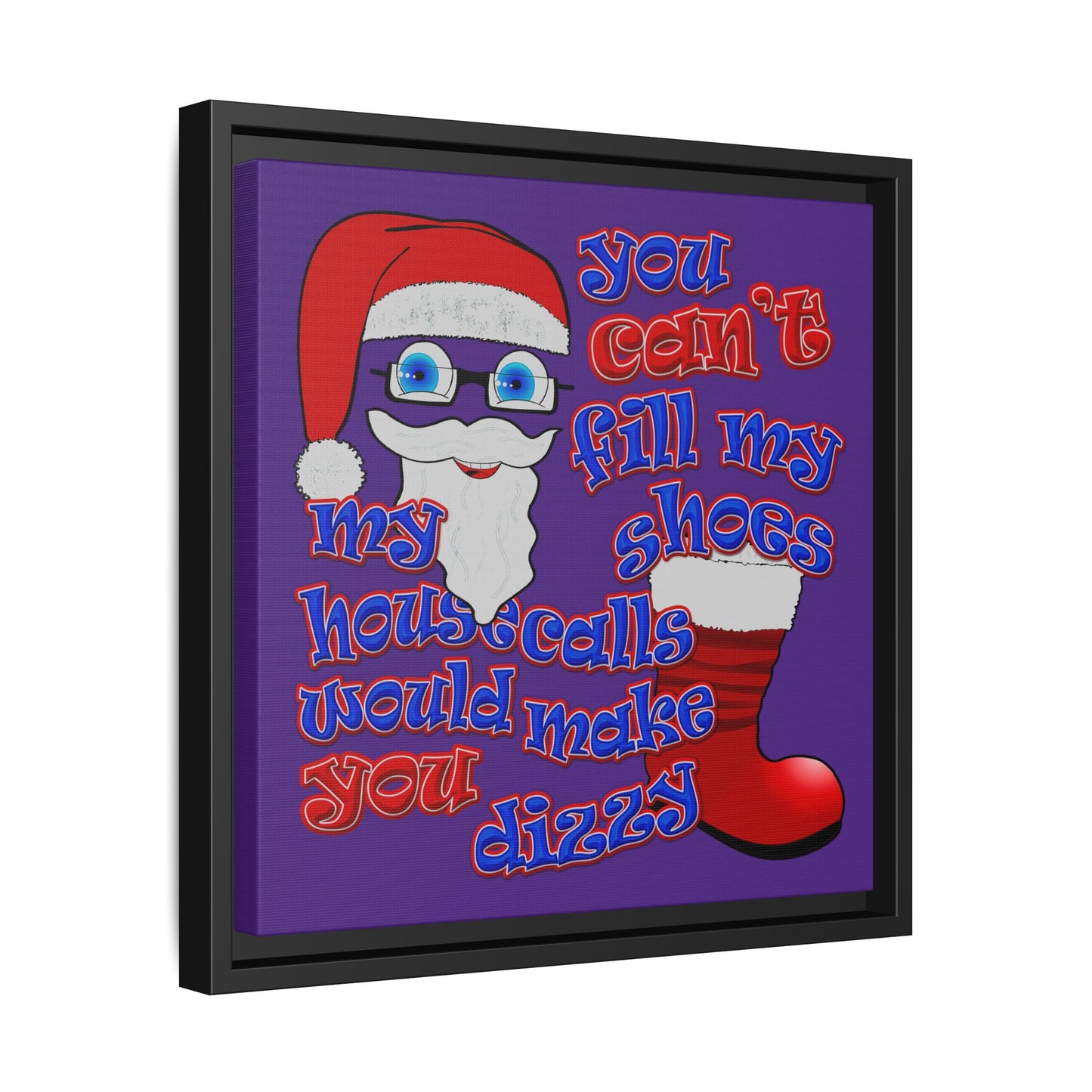 santa's shoes - framed canvas art (purple)