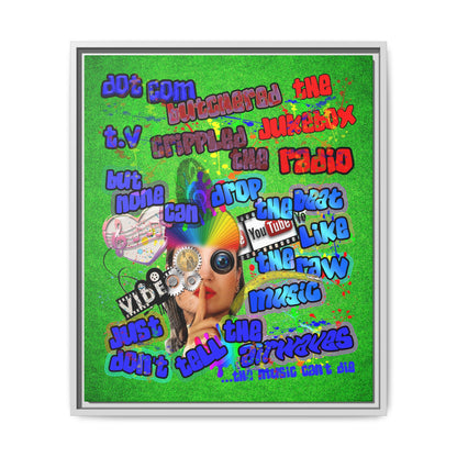drop the beat - framed canvas art (green turf)