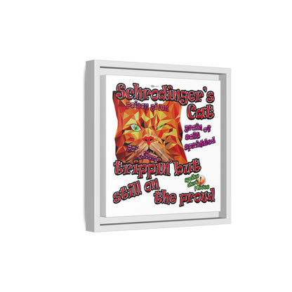schrodinger's cat - framed canvas art (white)